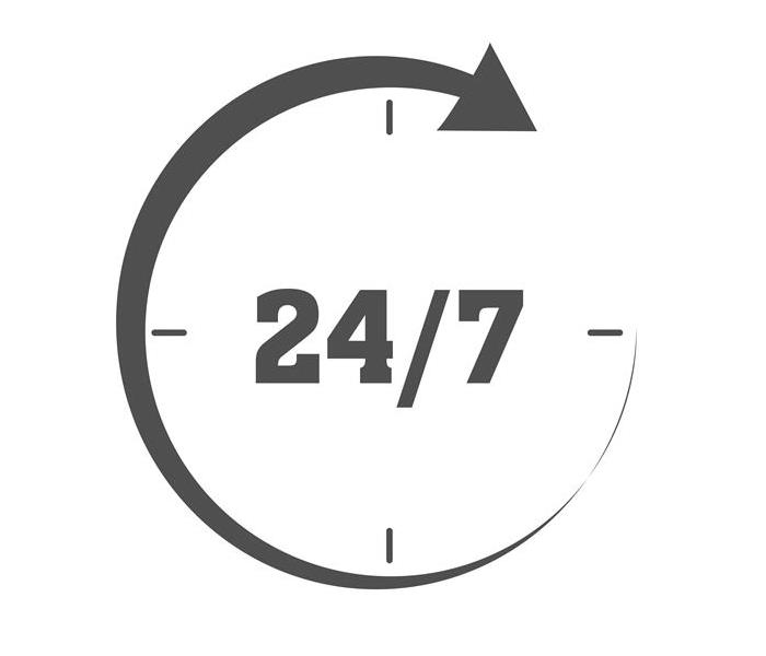 Graphic with 24/7 and an arrow on it.